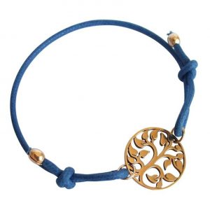 Gemshine - Damen - Armband - KNOTS Lebensbaum - Vergoldet - Blau - Größenverstellbar