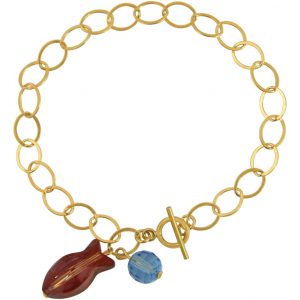 Gemshine - Damen - Armband - Vergoldet - Fisch - Rot - Blau - MADE WITH SWAROVSKI ELEMENTS® - 3 cm