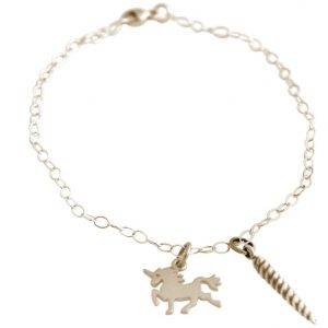 GEMSHINE Armband mit Einhorn und Horn. Armkette aus 925 Silber mit Länge 18cm. Made in Spanien. Im Geschenketui., Metall Farbe:Silber
