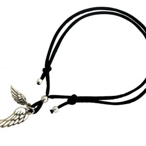 Gemshine - Damen - Armband - WINGS - 925 Silber - Schwarz - Größenverstellbar