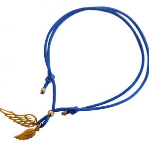 Gemshine - Damen - Armband - WINGS - 925 Silber - Vergoldet - Blau - Größenverstellbar