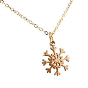 Gemshine - Damen - Halskette - Anhänger - SCHNEEFLOCKE - 925 Silber - Vergoldet - 1,5 cm