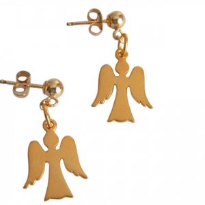 Gemshine - Damen - Kinder - Ohrringe - 925 Silber Vergoldet - Engel - 2 cm