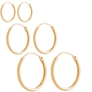 GEMSHINE 925 Silber vergoldete Creolen endless Hoop Ohrringe im klassischen Design in Größen 12 mm - 40 mm. Made in Madrid / Spanien, Ohrringe Diameter:12