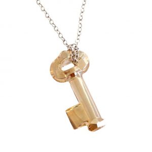 Gemshine - Damen - Halskette - Anhänger - SCHLÜSSEL -  *Crystal Copper* - Gelb - Orange - 925 Silber - MADE WITH SWAROVSKI ELEMENTS® - 45 cm