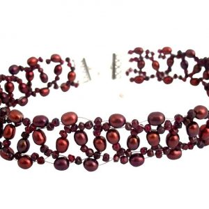 Gemshine - Damen - Halskette - Collier - 925 Silber - Granat - Perlen - Rot - Größenverstellbar
