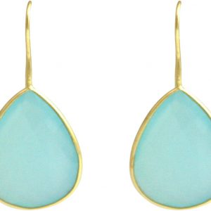 Gemshine - Damen - Ohrringe - 925 Silber - Vergoldet - Chalzedon - Grün - CANDY - Tropfen - 3,5 cm