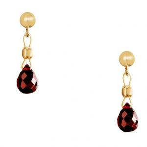 Gemshine - Damen - Ohrringe  - Vergoldet - Granat - Facettiert - Tropfen - Rot - Dukelrot - 1,5 cm