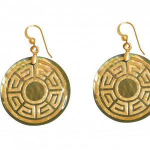 Gemshine - Damen - Ohrringe -  Vergoldet - Perlmutt - Grau - 4 cm