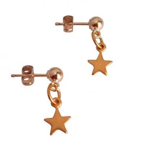 Gemshine - Damen - Ohrringe - 925 Silber - Vergoldet - STAR - 1 cm