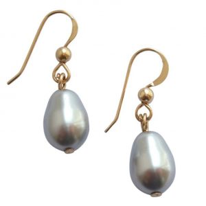 Gemshine - Damen - Ohrringe - Perlen - Silber Grau - Tropfen - Vergoldet - 11 mm