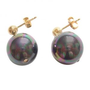 Gemshine - Damen - Ohrringe - Perlen - Tahiti - Grau - Vergoldet - 12 mm