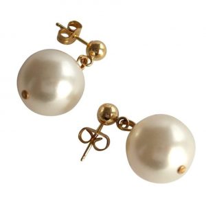 Gemshine - Damen - Ohrringe - Perlen - Edel Weiß - Vergoldet - 12 mm