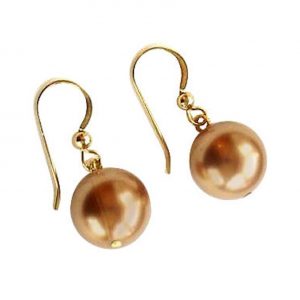 Gemshine - Damen - Ohrringe - Perlen - Tahiti - Champagner - Vergoldet - 12 mm