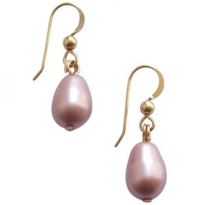 Gemshine - Damen - Ohrringe - Perlen - Rose - Lavendel - Tropfen - Vergoldet - 11 mm