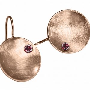 Gemshine - Damen - Ohrringe - Ohrhänger - 925 Silber - Rose Vergoldet - Schale -  Geometrisch - Design - Granat - Rot - 3 cm