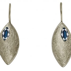 Gemshine - Damen - Ohrringe - Ohrhänger - 925 Silber - Marquise - Minimalistisch - Design - Iolith - Blau - 3,5 cm