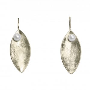 Gemshine - Damen - Ohrringe - Ohrhänger - 925 Silber - Marquise - Minimalistisch - Design - Perle - Weiß - 3,5 cm