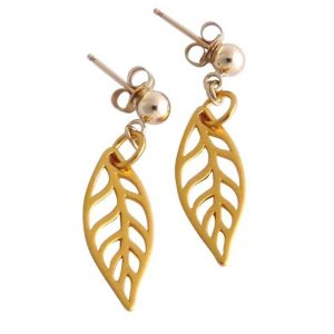 Gemshine - Damen - Ohrringe - LEAVES - 925 Silber - Vergoldet - 2,5 cm