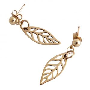 Gemshine - Damen - Ohrringe - LEAVES - Vergoldet - 2,5 cm
