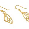 Gemshine - Damen - Ohrringe - 925 Silber - Vergoldet - Schmetterling Flügel - 3 cm