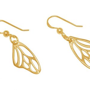 Gemshine - Damen - Ohrringe - 925 Silber - Vergoldet - Schmetterling Flügel - 3 cm