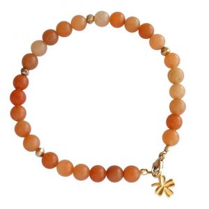 Gemshine - Damen - Armband - Aventurin - Orange - Vergoldet - 6 mm