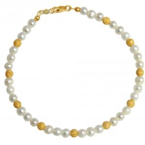 Gemshine - Damen - Armband - Zuchtperlen - Weiß - Vergoldet - 19 cm