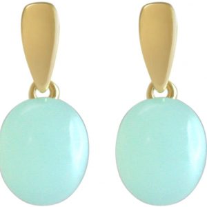 Gemshine - Damen - Ohrringe - 925 Silber Vergoldet - Chalcedon - Meeresgrün- 2 cm
