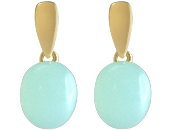 Gemshine - Damen - Ohrringe - 925 Silber Vergoldet - Chalcedon - Meeresgrün- 2 cm