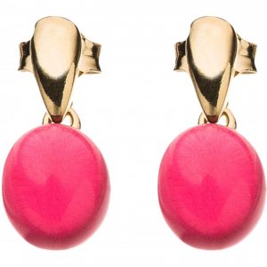 Gemshine - Damen - Ohrringe - 925 Silber Vergoldet - Quarz - Rot - Fuchsia - 2 cm