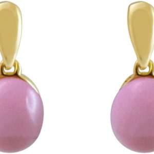 Gemshine - Damen - Ohrringe - 925 Silber Vergoldet - Rosenquarz - Rosa - 2 cm