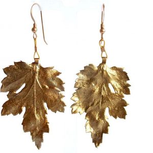Gemshine - Damen - Ohrringe - Vergoldet - Blatt - Chrysanthem - Natur - 3,5 cm