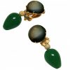 Gemshine - Damen - Ohrringe - Ohrclips - Vergoldet - Perlmutt - Jade - Grau - Grün - TROPFEN - 3,5 cm – Bild 5