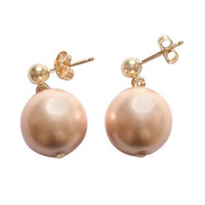 Gemshine - Damen - Ohrringe - Perlen - Rose Champagne - Vergoldet - 12 mm