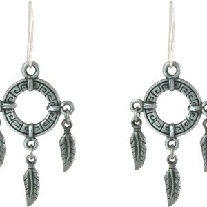 Gemshine - Ohrringe - Traumfänger - Versilbert - Boho - Feder - 4 cm