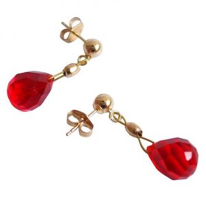 Gemshine - Damen - Ohrringe  - Vergoldet - Jade - Tropfen - Rot - 1,5 cm