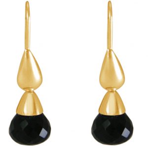 Gemshine - Damen - Ohrringe - Vergoldet - Onyx - Tropfen - Schwarz - 1,5 cm