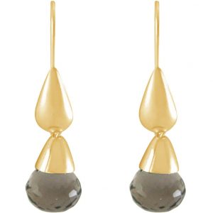 Gemshine - Damen - Ohrringe - Vergoldet - Rauchquarz - Tropfen - Braun - 1,5 cm