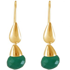 Gemshine - Damen - Ohrringe - Vergoldet - Onyx - Tropfen - Grün - 1,5 cm