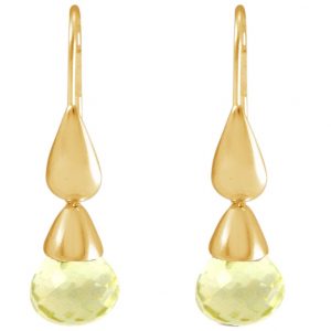 Gemshine - Damen - Ohrringe - Vergoldet - Lemon Quarz - Tropfen - Gelb - 1,5 cm