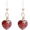 Gemshine - Damen - Ohrringe - 925 Silber - Herz - Rot - MADE WITH SWAROVSKI ELEMENTS® - 2,5 cm