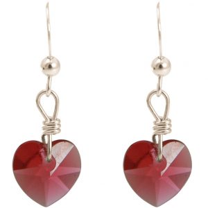 Gemshine - Damen - Ohrringe - 925 Silber - Herz - Rot - MADE WITH SWAROVSKI ELEMENTS® - 2,5 cm