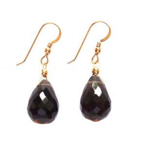 Gemshine - Damen - Ohrringe - Vergoldet - Rauchquarz - Facettiert - Tropfen - Braun - 2 cm