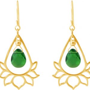 GEMSHINE Damenohrringe aus 925 Silber hochwertig vergoldet mit YOGA Lotusblumen und Turmalin Quarzen hervorragender Qualität. Made in Madrid / Spanien. Im eleganten Schmucketui und Geschenkverpackung