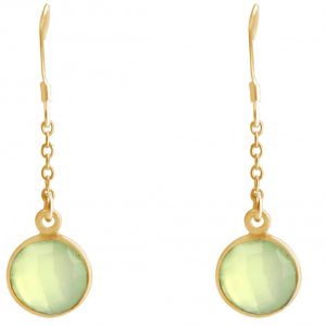 Gemshine - Damen - Ohrringe - Ohrhänger - 925 Silber - Vergoldet - Chalcedon - Meeresgrün - 3,1 cm