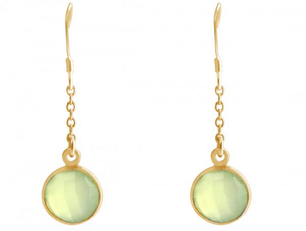 Gemshine - Damen - Ohrringe - Ohrhänger - 925 Silber - Vergoldet - Chalcedon - Meeresgrün - 3,1 cm