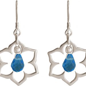 GEMSHINE Damenohrringe aus 925 Silber mit YOGA Lotusblumen und Topas Quarzen. Edelsteine hervorragender Qualität und Farbe. Made in Madrid / Spanien. Im eleganten Schmucketui und Geschenkverpackung