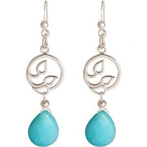GEMSHINE Damenohrringe aus 925 Silber mit YOGA Mandala Lotusblumen und Türkisen hervorragender Qualität und Farbe. Made in Madrid / Spanien. Im eleganten Schmucketui mit Geschenkverpackung geliefert.