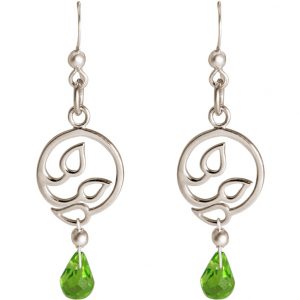 GEMSHINE Damenohrringe aus 925 Silber mit YOGA Lotusblumen und Peridot Quarzen. Edelsteine hervorragender Qualität und Farbe. Made in Madrid / Spanien. Im eleganten Schmucketui und Geschenkverpackung